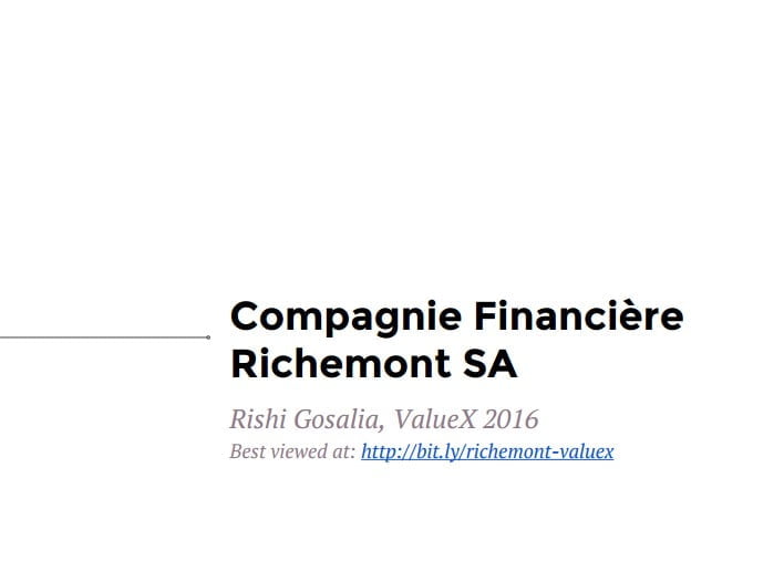 Rishi Gosalia presentation - ValueXVail 2016