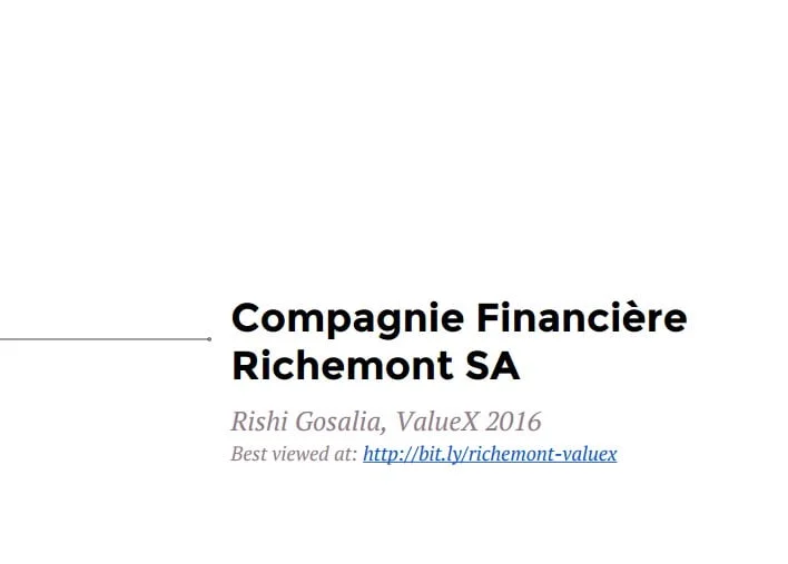 Rishi Gosalia presentation - ValueXVail 2016